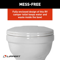 Lippert Flow Max™ White Ceramic Toilet for RV and Boat – 18-inch Elongated Seat