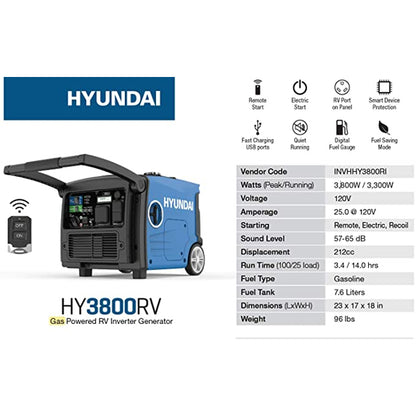 Hyundai 3800W Generator - HY3800RV