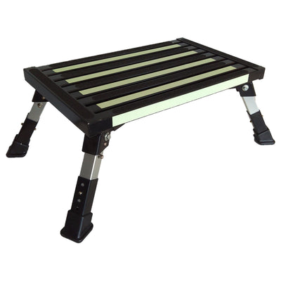 Adjustable Black Aluminum Step Stool with Non-Slip Reflective Strips | Includes Carry Bag