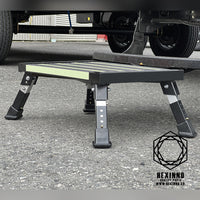 Adjustable Black Aluminum Step Stool with Non-Slip Reflective Strips | Includes Carry Bag