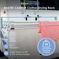 Séchoir à Linge Télescopique Smart Dryer en Acier Inoxydable – Montage sur Échelle, Pliable et Résistant aux Intempéries